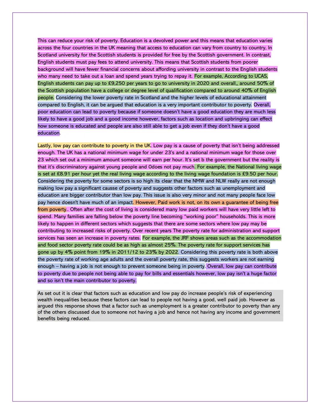 Intro / conc
Point
Explain
Poverty In The UK
Discuss, causes of poverty/ wealth inequalities (20 marks)
Some would argue that low pay and ed