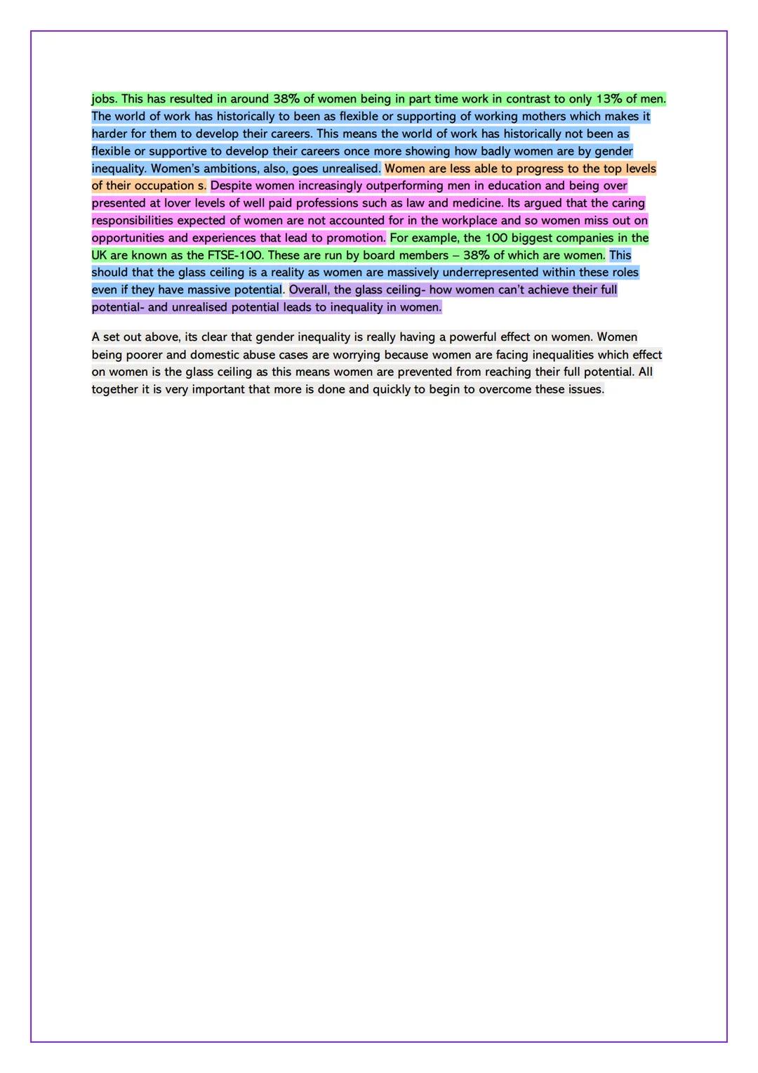 Intro / conc
Point
Explain
Gender Inequalities
To What Extent are some effects of inequality worse than others
(20 Marks)
Gender inequality