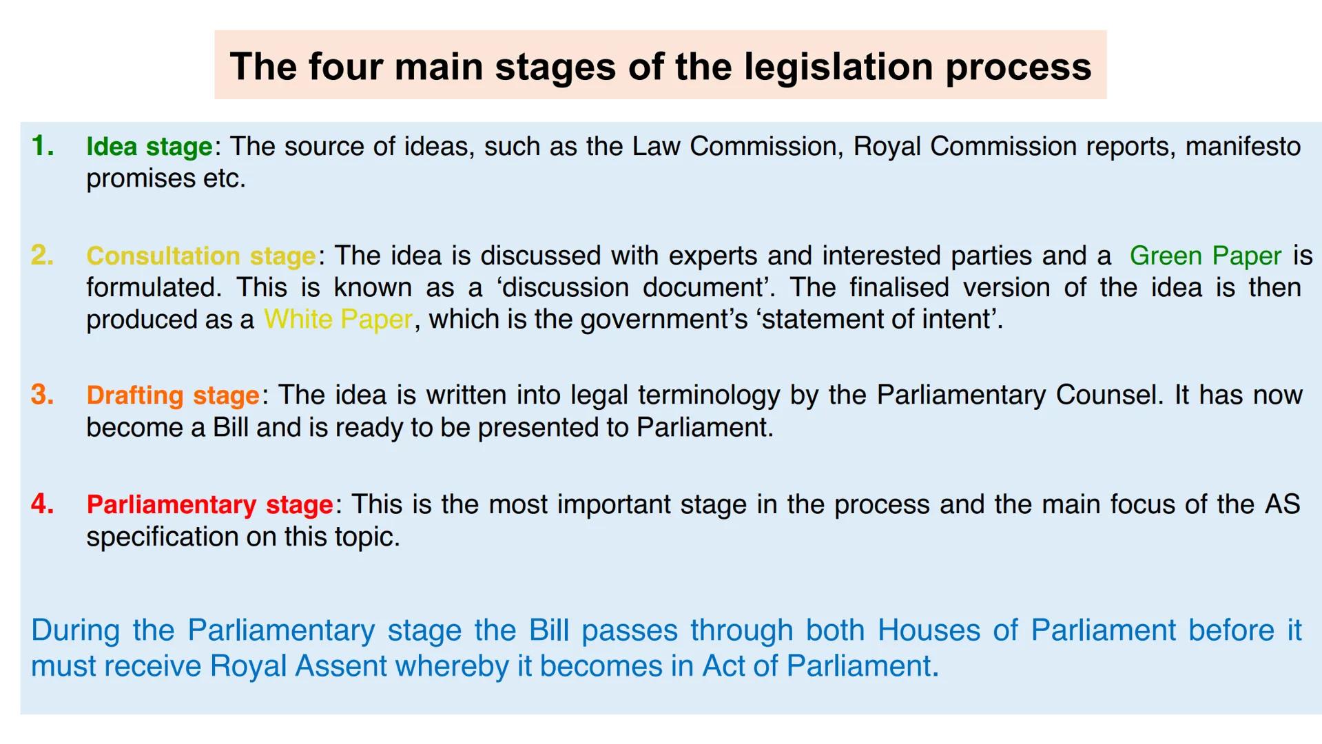 A Green Paper is:
a consultative document on a
topic in which the government's
view is put forward with
proposals for law reform.
A White P
