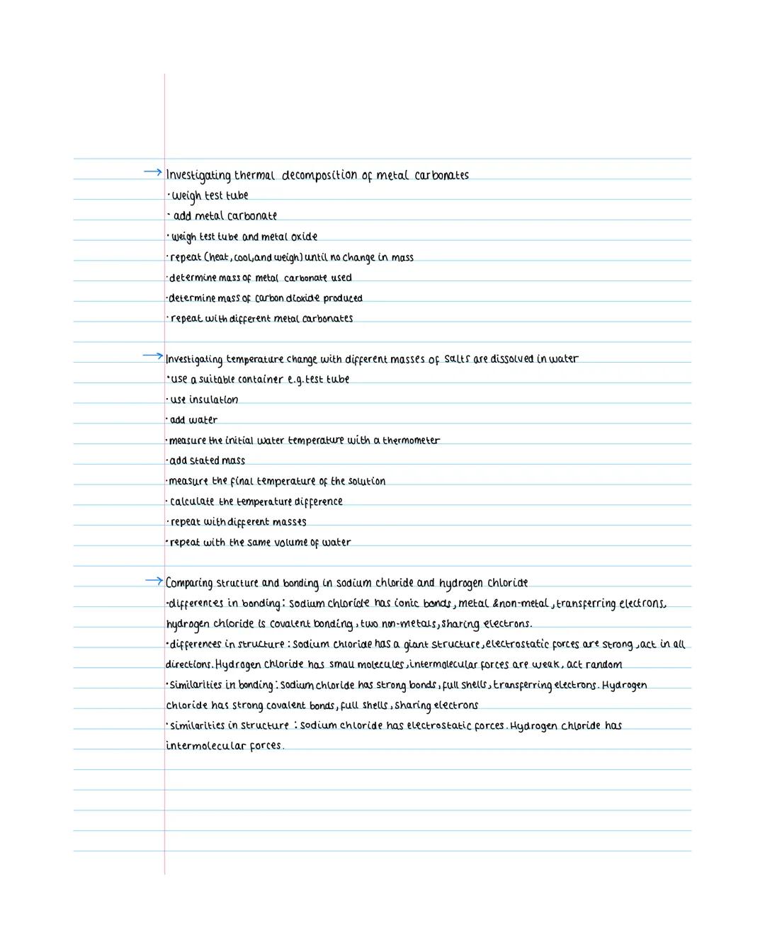 Chemistry Paper 16 markers.
Investigation to find the order of reactivity of metals.
• measure volume of (hydrochloric) acid
into a suitable