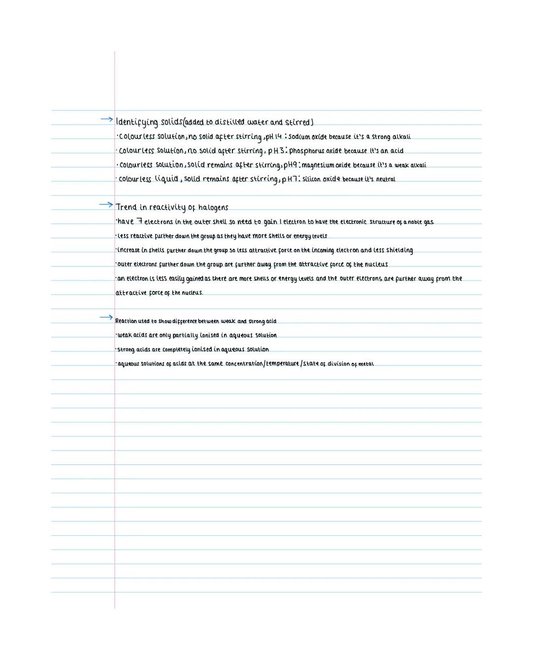 Chemistry Paper 16 markers.
Investigation to find the order of reactivity of metals.
• measure volume of (hydrochloric) acid
into a suitable