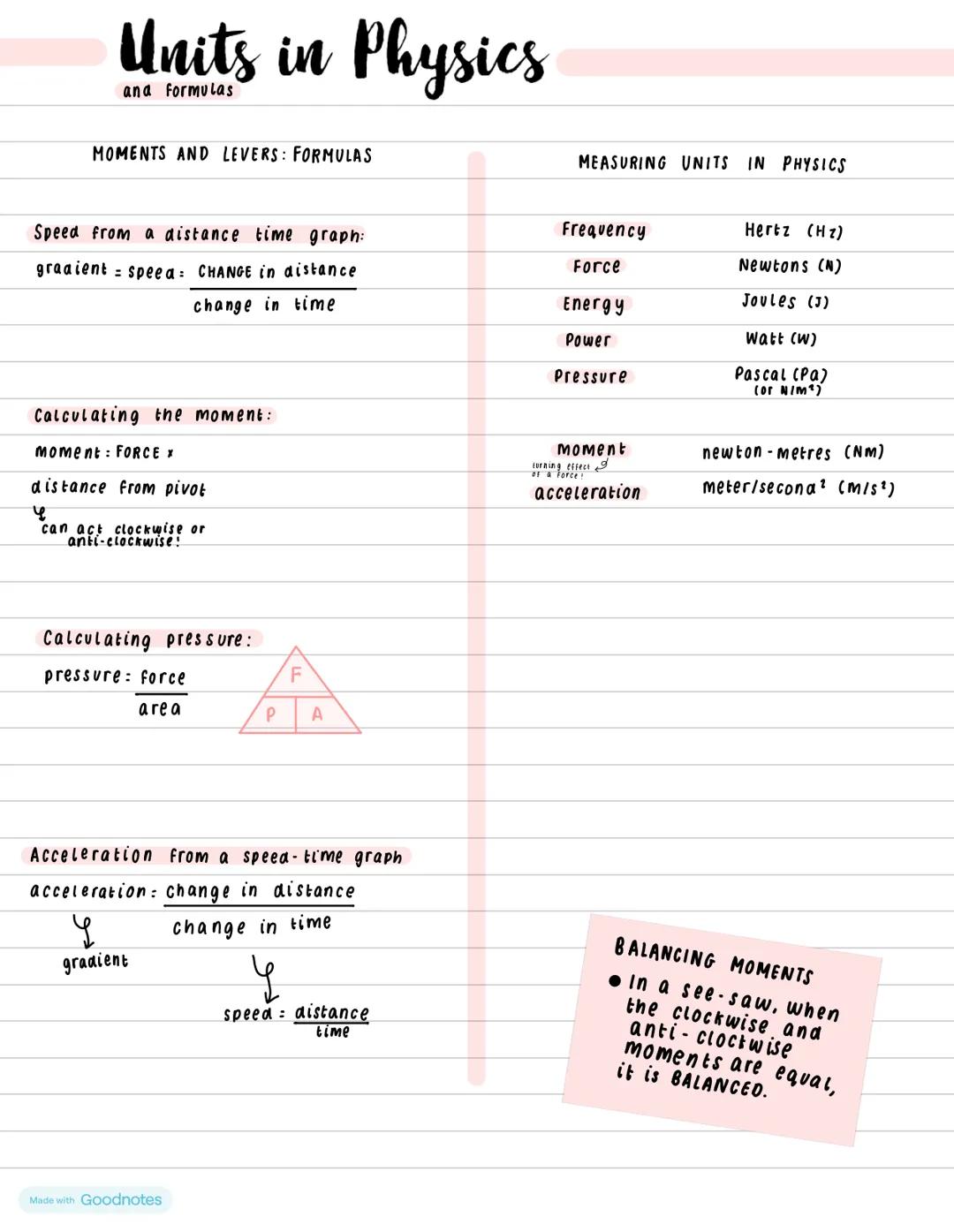 Units and Formulas in Physics