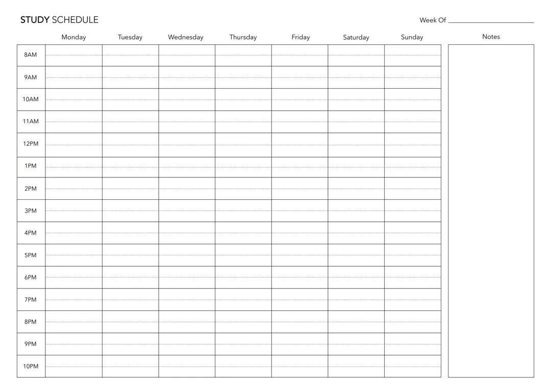 Revision timetable template