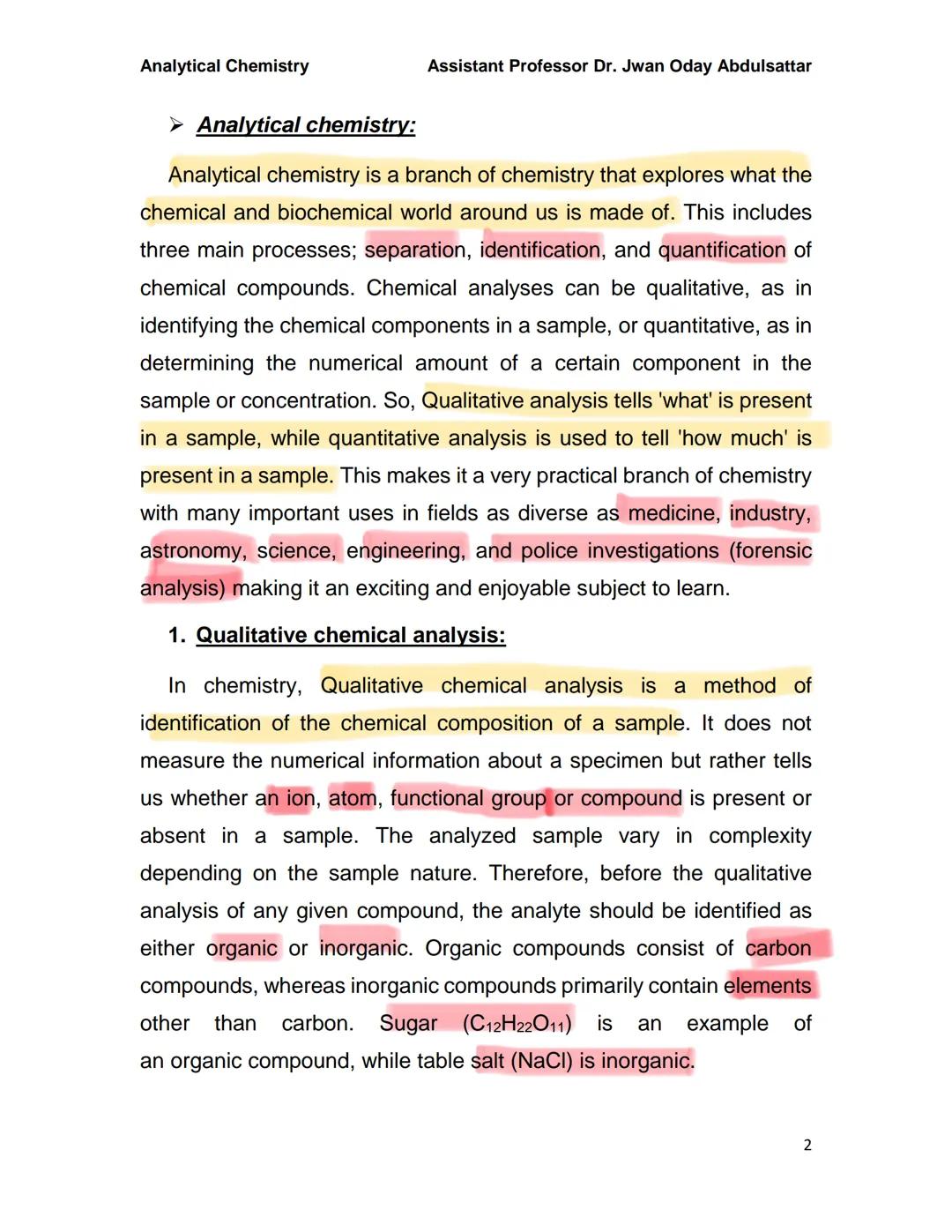 Analytical Chemistry
Assistant Professor Dr. Jwan Oday Abdulsattar
Analytical Chemistry
Written by Dr. Jwan Oday Abdulsattar
Mathematical pr