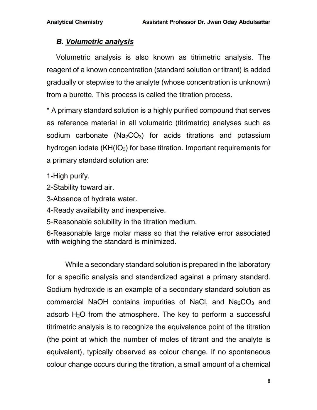 Analytical Chemistry
Assistant Professor Dr. Jwan Oday Abdulsattar
Analytical Chemistry
Written by Dr. Jwan Oday Abdulsattar
Mathematical pr