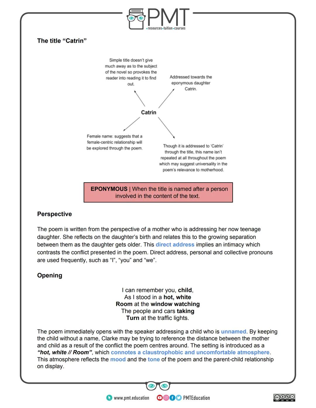 PMT
⚫resources.tuition-courses
Edexcel English Literature GCSE
Poetry: Conflict Collection
Catrin Gillian Clarke
This work by PMT Education
