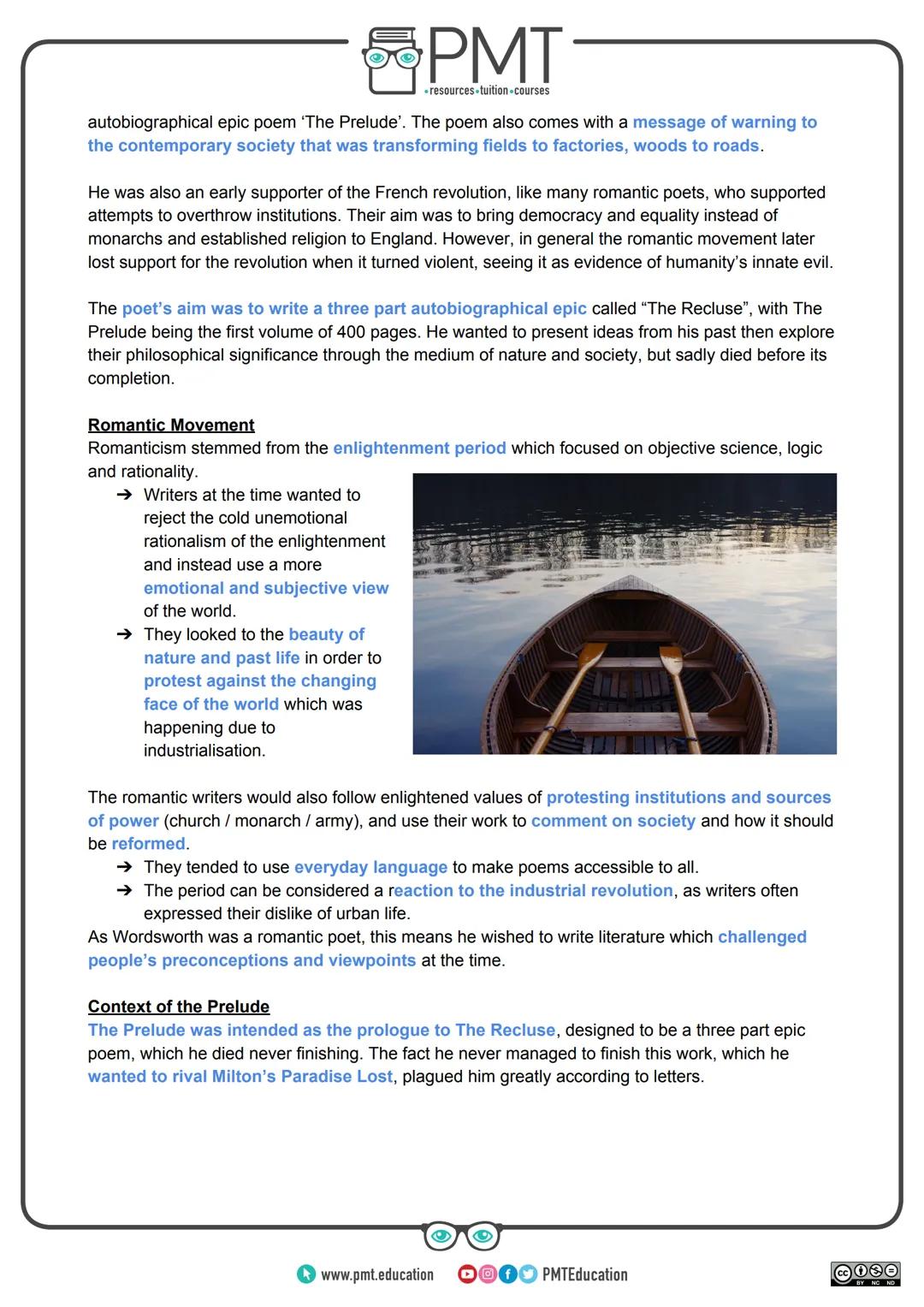 PMT
⚫resources.tuition courses
Edexcel English Literature GCSE
Poetry: Conflict Collection
The Prelude - William Wordsworth
This work by PMT