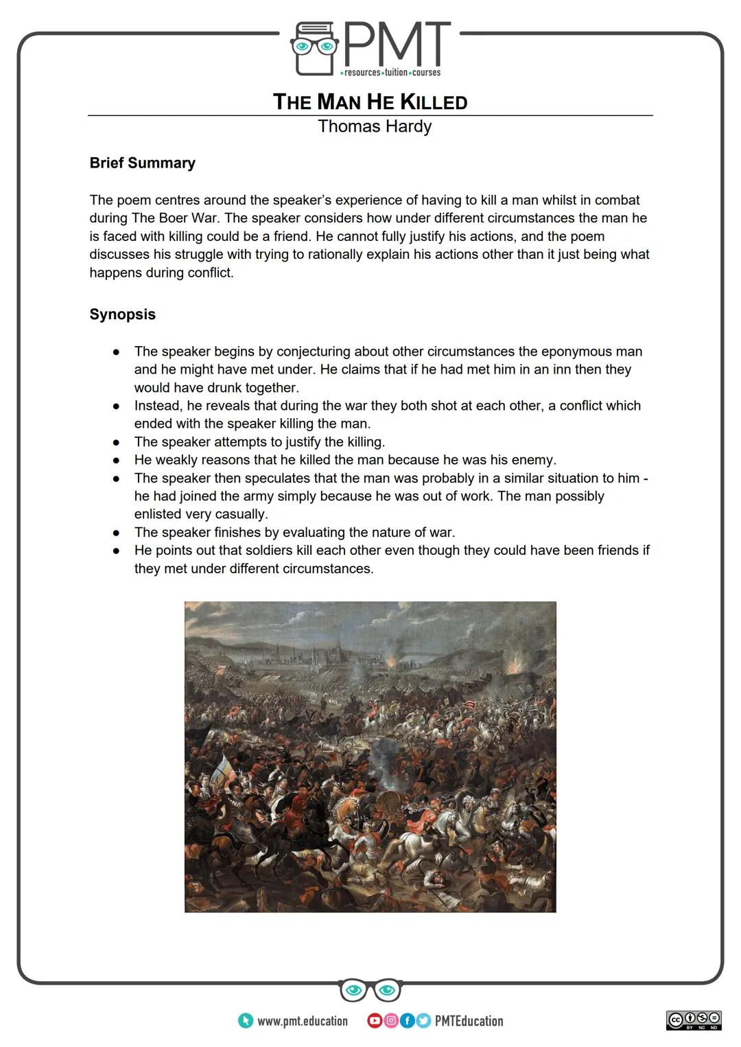 PMT
⚫resources tuition-courses
Edexcel English GCSE
Poetry: Conflict Collection
The Man He Killed
Thomas Hardy
All images from Wikipedia
Thi