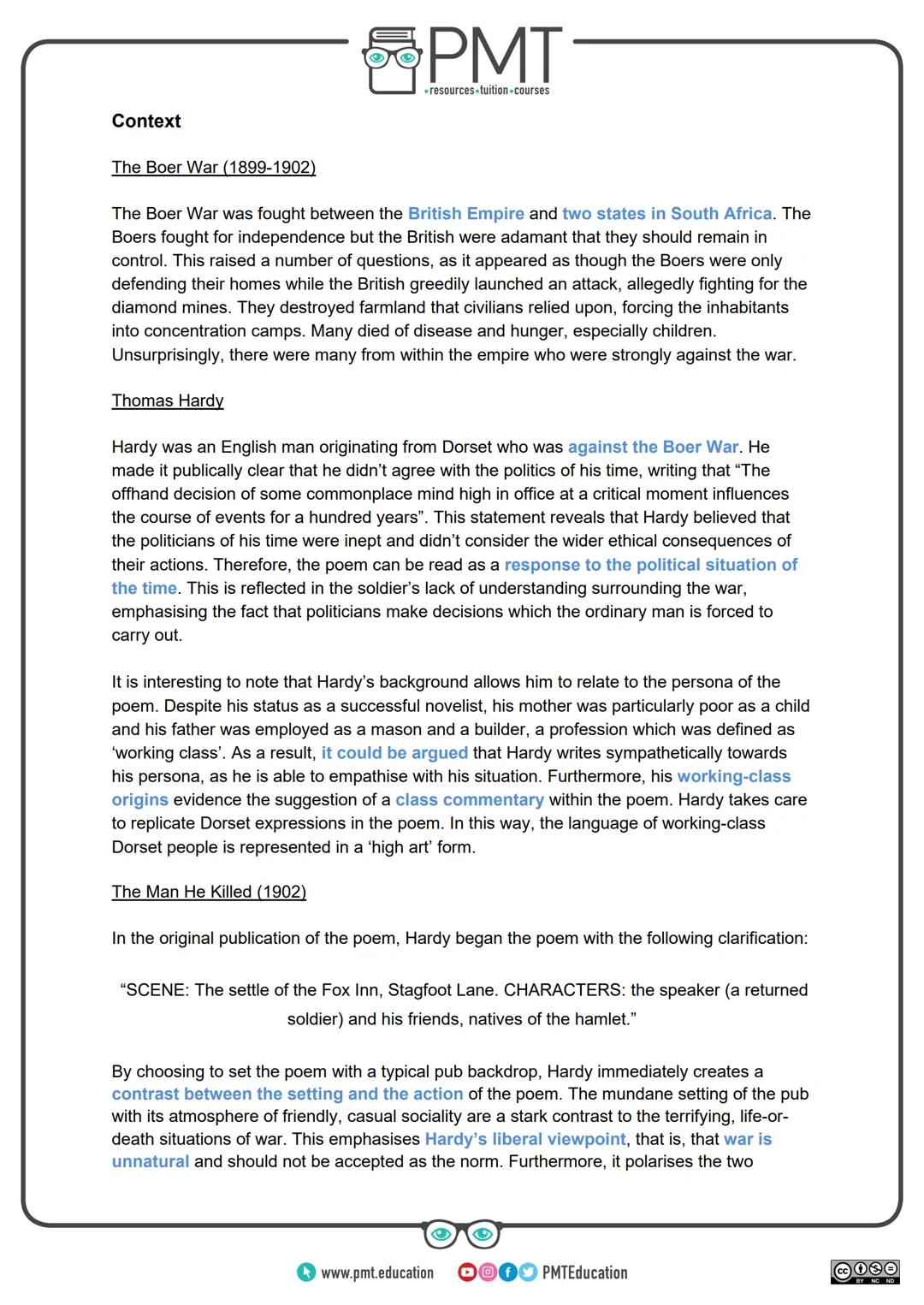 PMT
⚫resources tuition-courses
Edexcel English GCSE
Poetry: Conflict Collection
The Man He Killed
Thomas Hardy
All images from Wikipedia
Thi