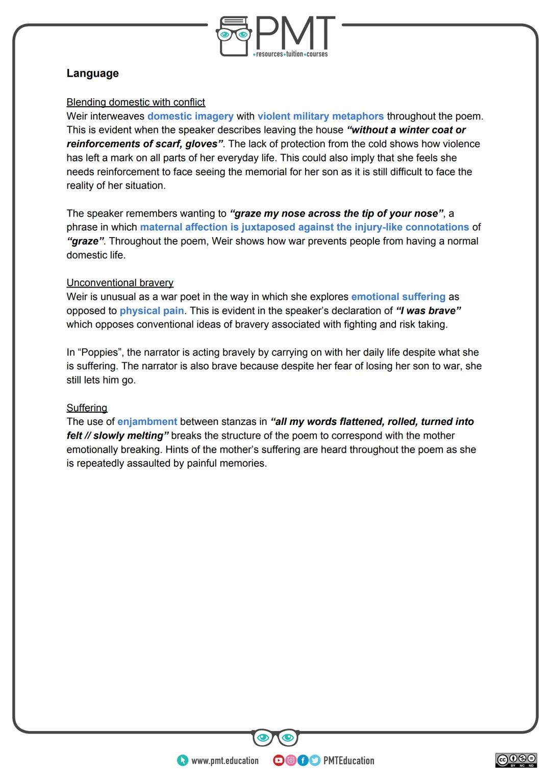 PMT
-resources-tuition-courses
# Edexcel English Literature GCSE
## Poetry: Conflict Collection
Poppies - Jane Weir
This work by PMT Edu