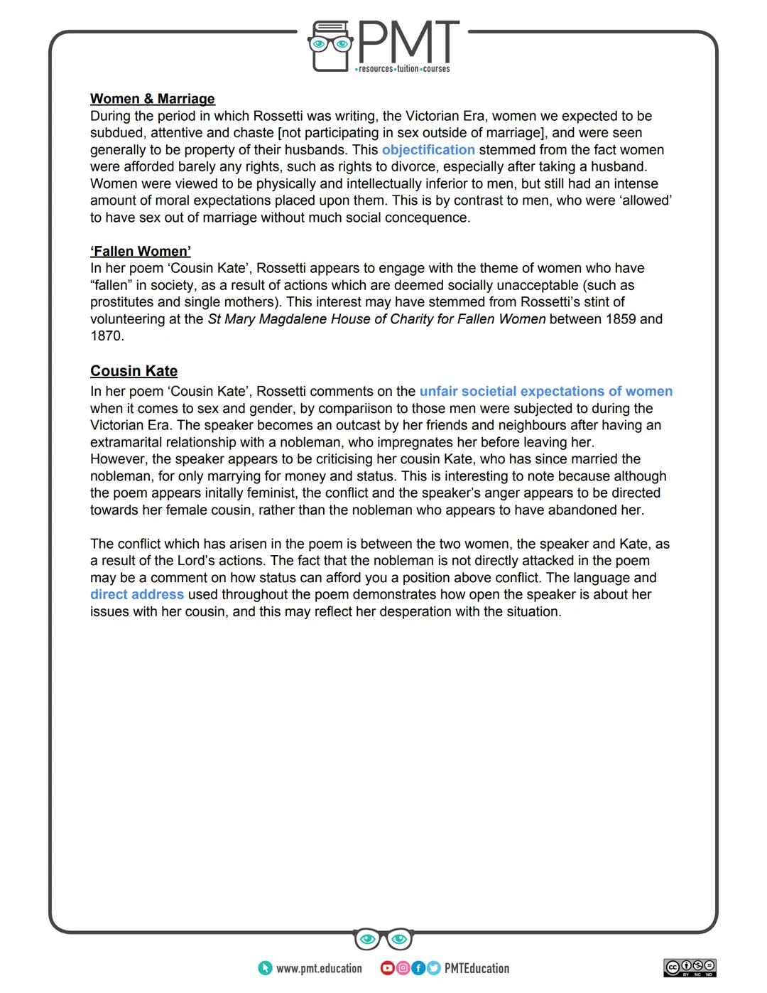 PMT
-resources-tuition-courses
Edexcel English GCSE
Poetry Collection: Conflict
Cousin Kate - Christina Rossetti
This work by PMT Educati