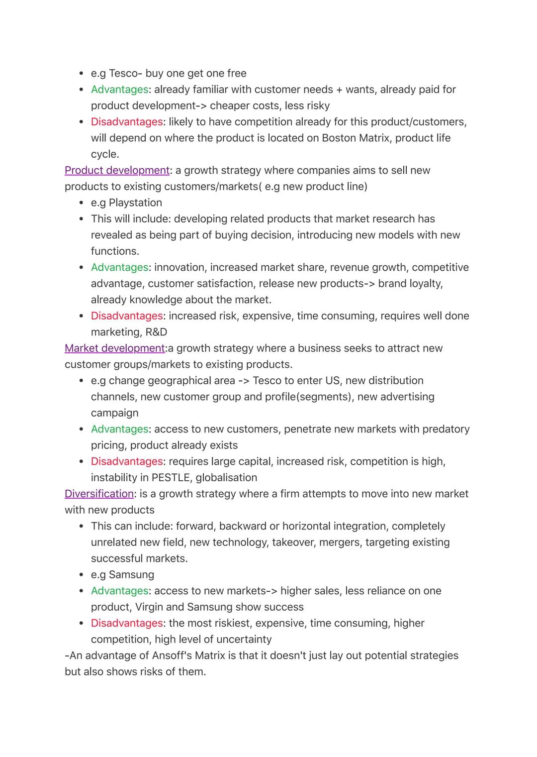 Chapter 8: Choosing strategic direction
Marketing strategies
-Strategic direction is the general path a business takes, based on its mission