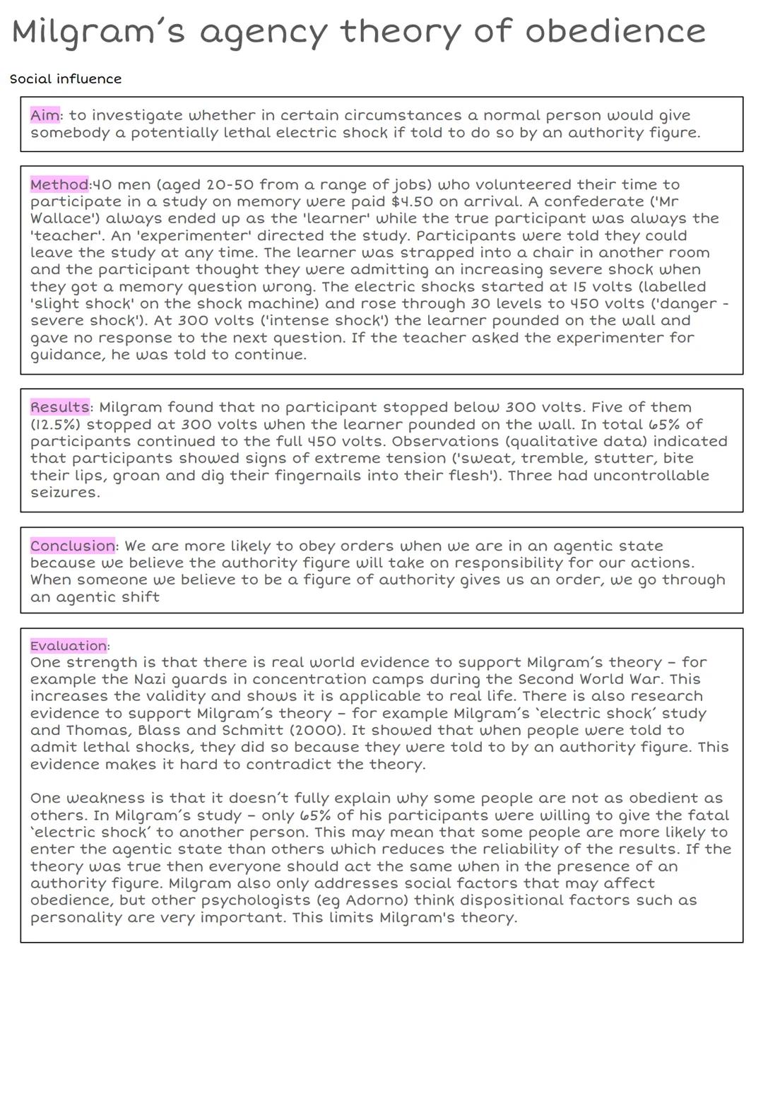 Asch's study of conformity
Social influence
Aim: to see if people conform to group pressure in a situation where the
answer is clearly wrong