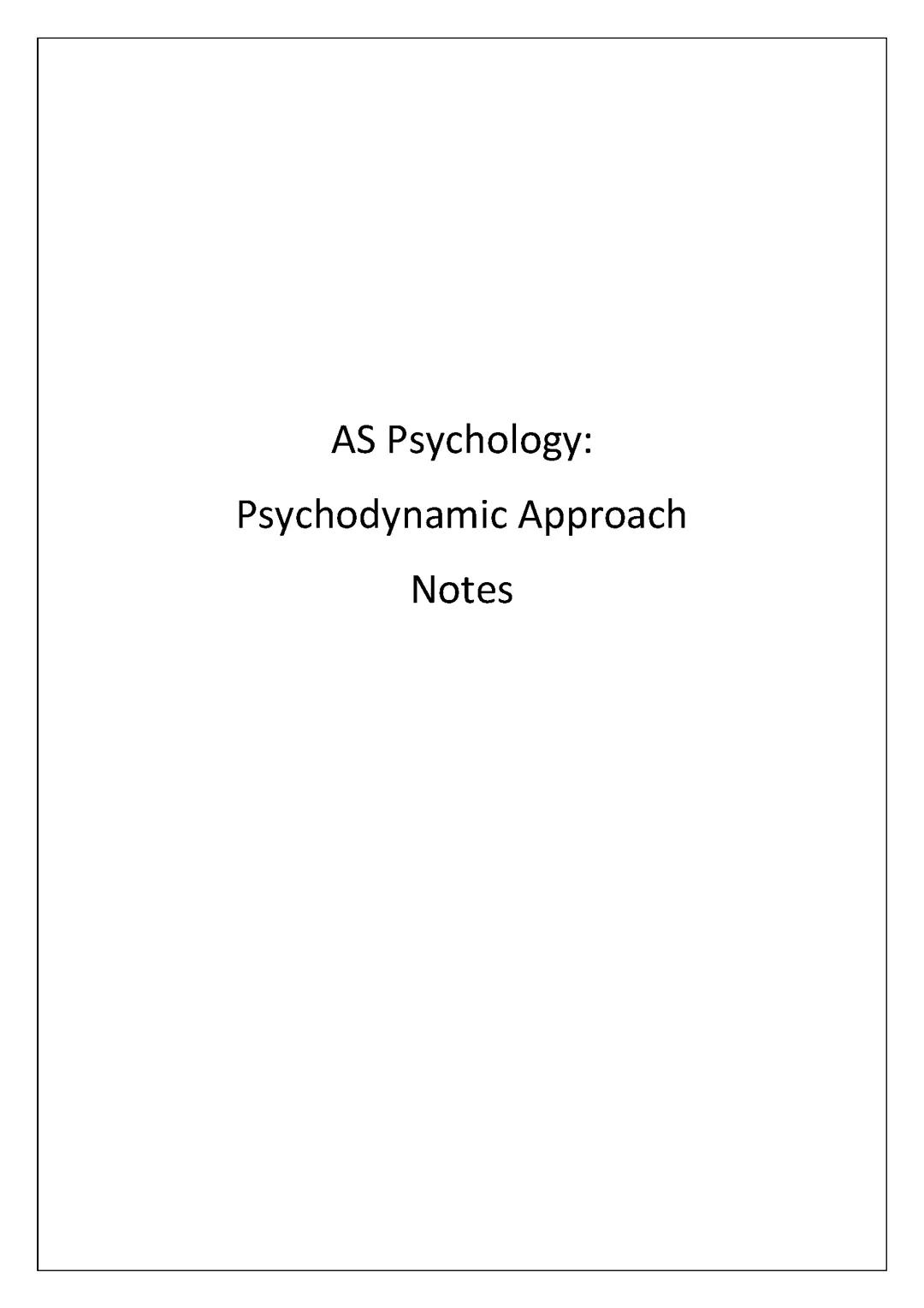 Psychodynamic Approach