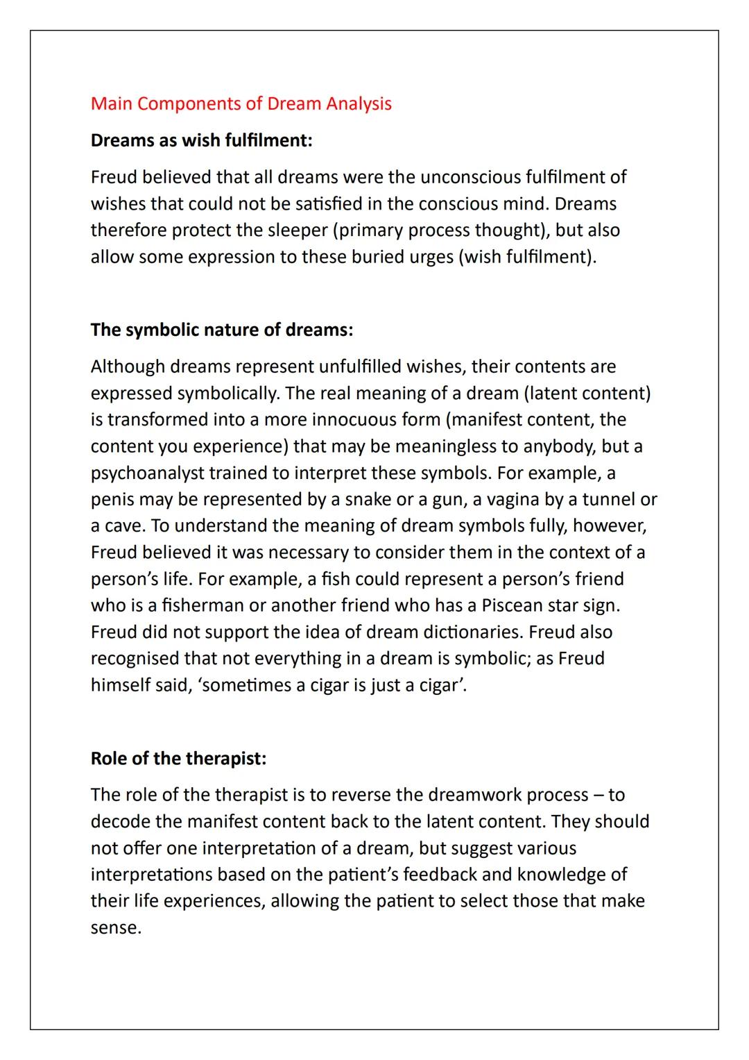 AS Psychology:
Psychodynamic Approach
Notes Assumptions
Assumption 1: The influence of childhood experiences
Freud believed that experience
