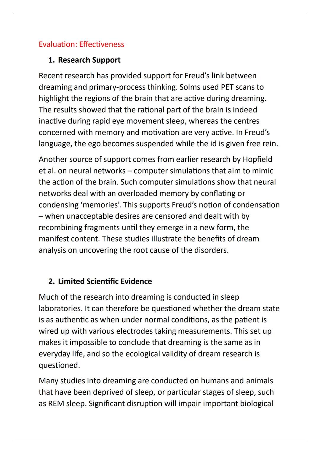 AS Psychology:
Psychodynamic Approach
Notes Assumptions
Assumption 1: The influence of childhood experiences
Freud believed that experience