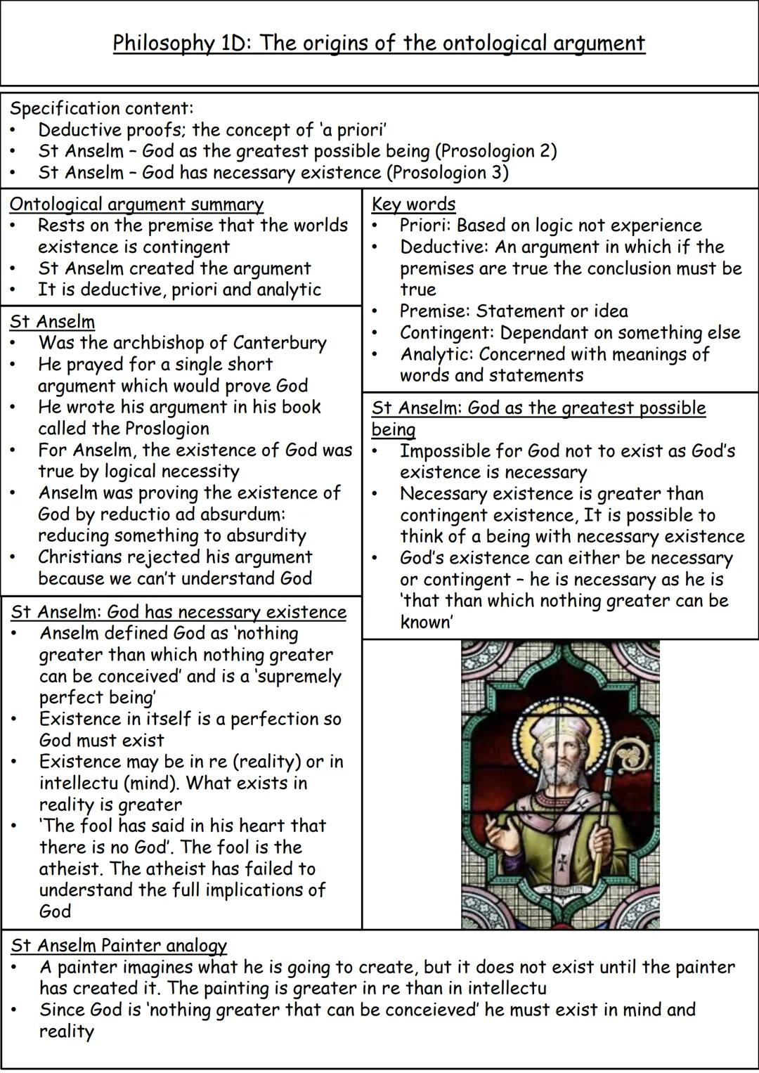# Philosophy 1A: Cosmological argument
**Specification content:**
* Aquinas' first three ways
* Kalam cosmological argument
**Aquinas**