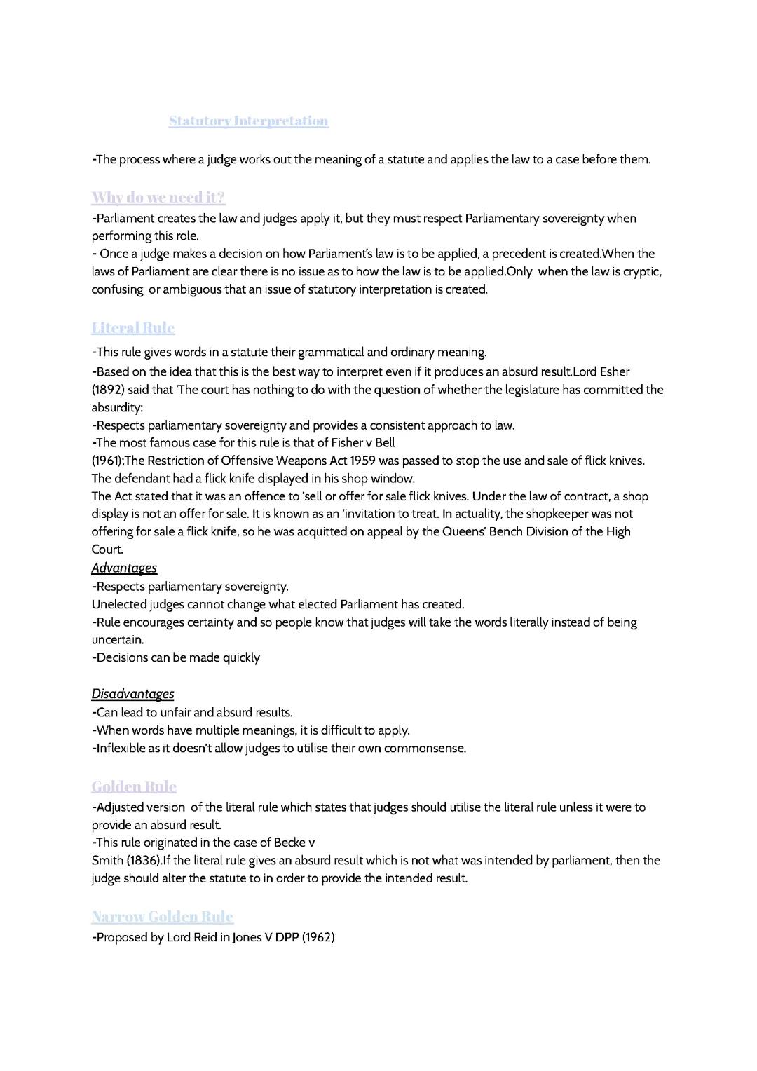 Statutory Interpretation