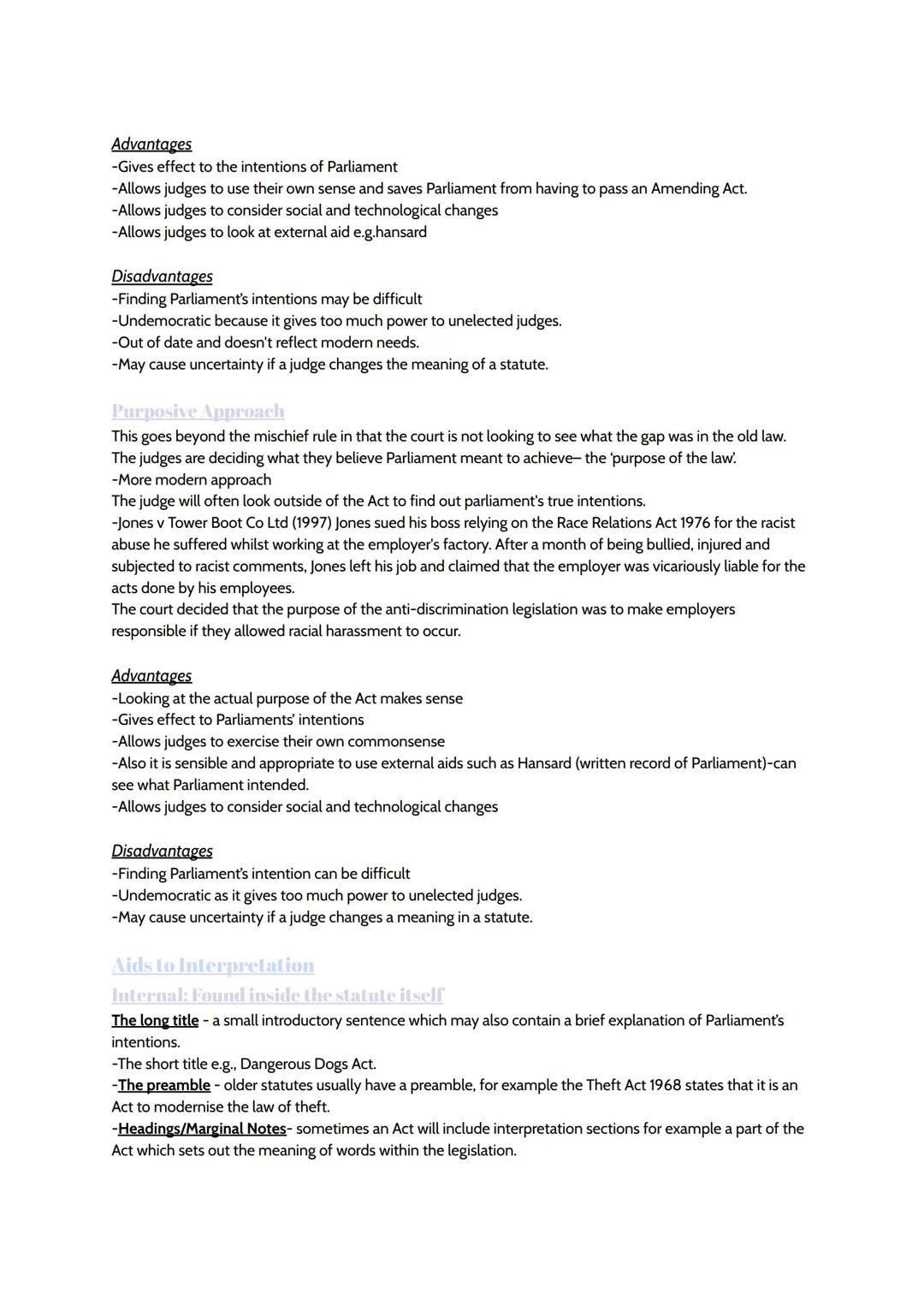 Statutory Interpretation
-The process where a judge works out the meaning of a statute and applies the law to a case before them.
Why do we