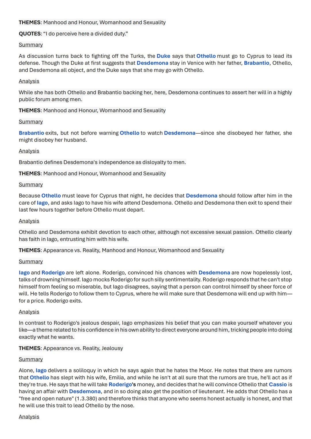 Othello: Act 1 Scene 3
Summary
The Duke of Venice meets with his senators about a Turkish invasion of Cyprus. They manage to see through a
T