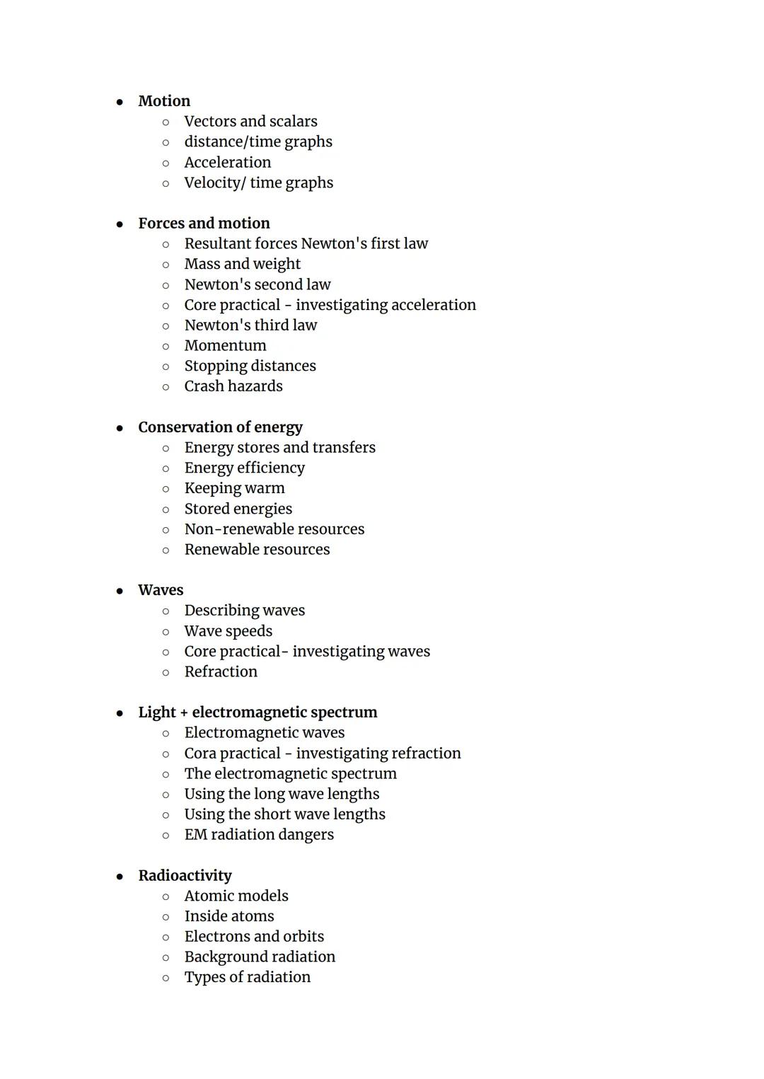 Science topic list - Edexcel higher and foundation tier
Biology paper 1:
(Foundation tier may require less in-depth knowledge)
(Please note