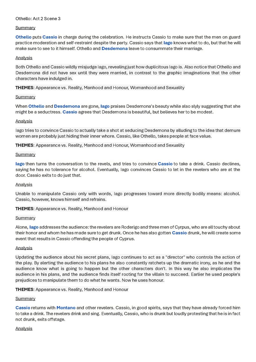 Othello Act 2 Scene 3 Summary and Analysis for Students