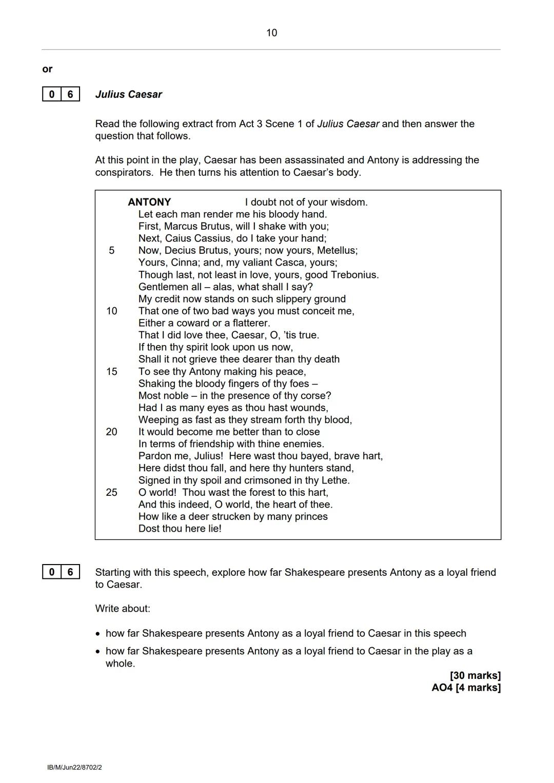 AQA
GCSE
ENGLISH LITERATURE
Paper 2 Shakespeare and unseen poetry
Time allowed: 1 hour 45 minutes
Materials
For this paper you must have:
⚫a