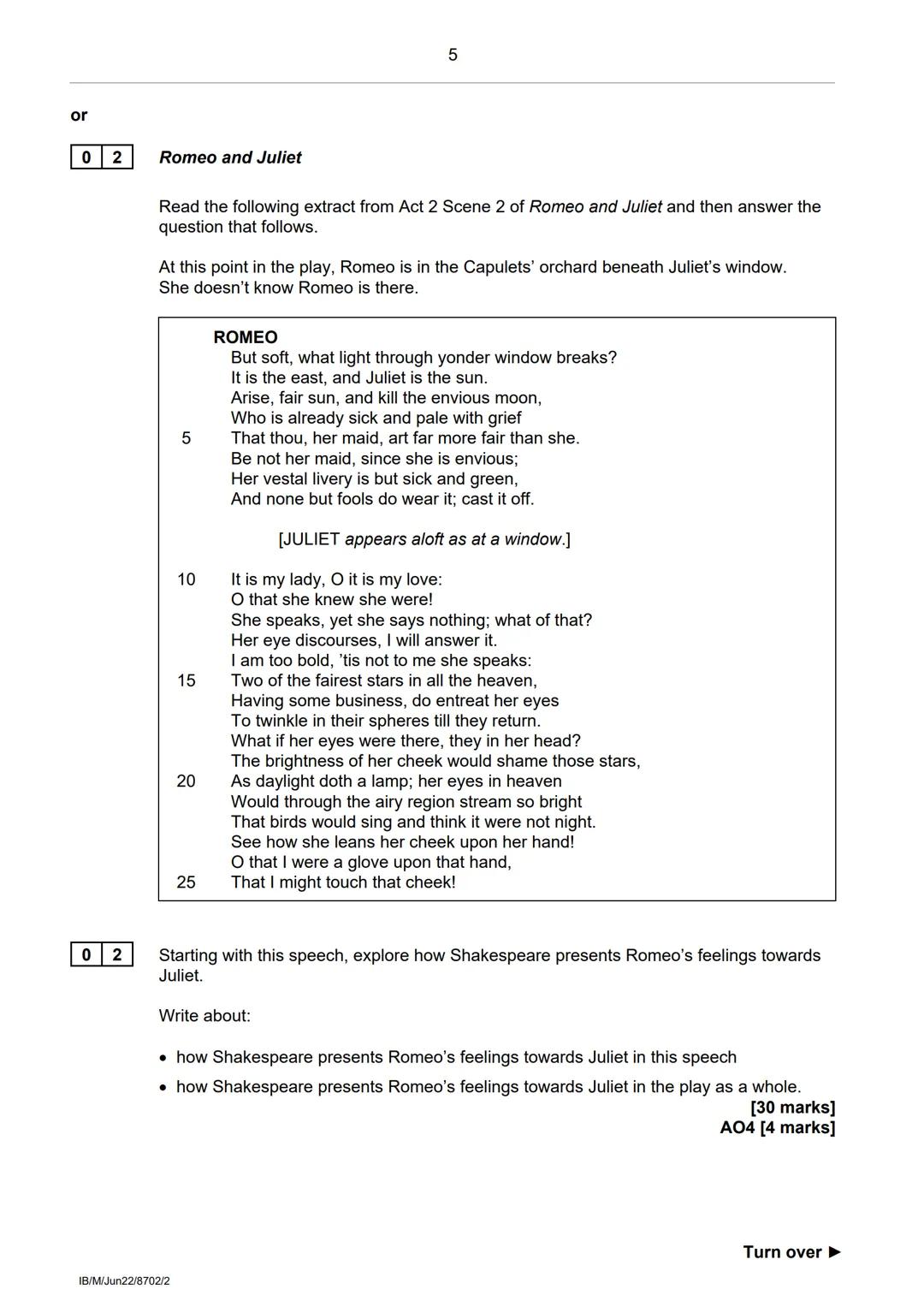 AQA
GCSE
ENGLISH LITERATURE
Paper 2 Shakespeare and unseen poetry
Time allowed: 1 hour 45 minutes
Materials
For this paper you must have:
⚫a