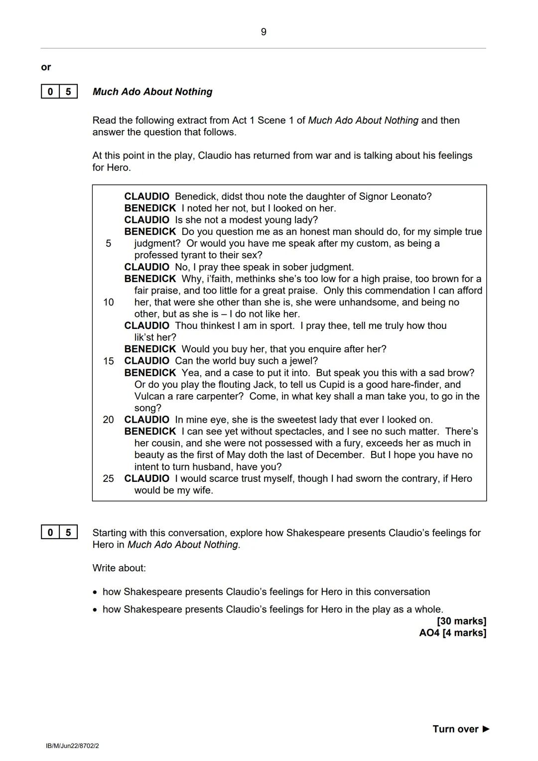 AQA
GCSE
ENGLISH LITERATURE
Paper 2 Shakespeare and unseen poetry
Time allowed: 1 hour 45 minutes
Materials
For this paper you must have:
⚫a