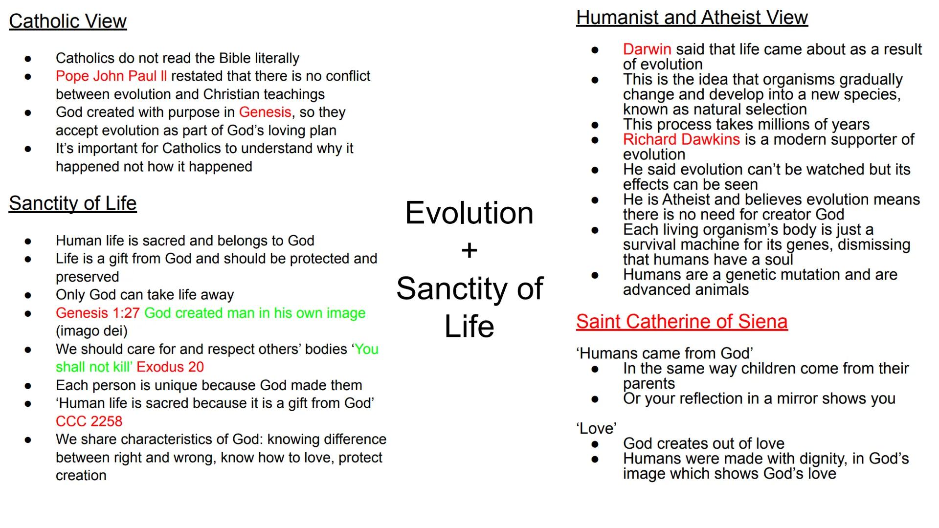 1.1 Origins and Meaning Origins and Meaning - Key Concepts
Origins and Meaning - Key Concepts
Creation ex nihilo
Evolution
creation out of n