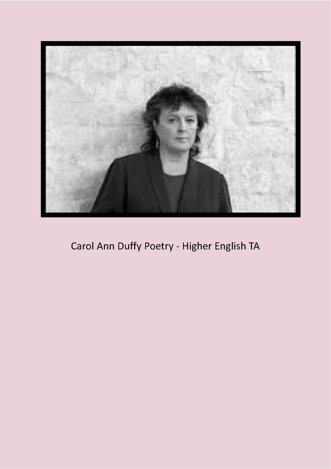 Carol Ann Duffy Poetry Analysis