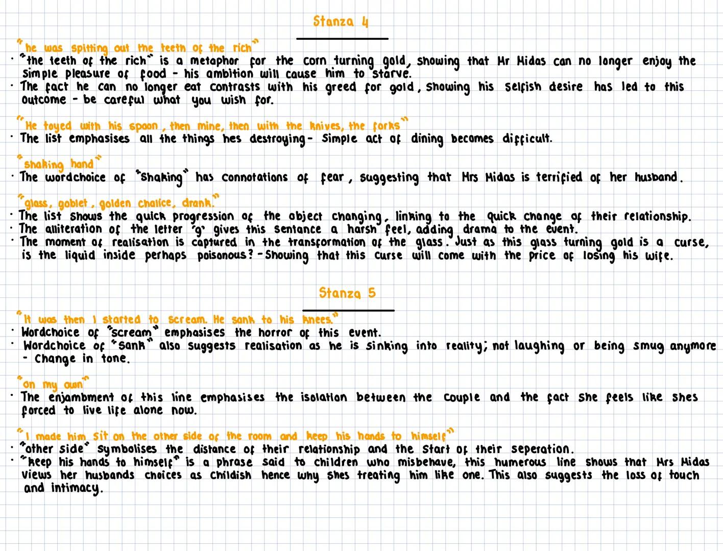 Mrs Midas
Carol ann Duffy
It was late September .I'd just poured a glass of wine, begun
to unwind, while the vegetables cooked. The kitchen