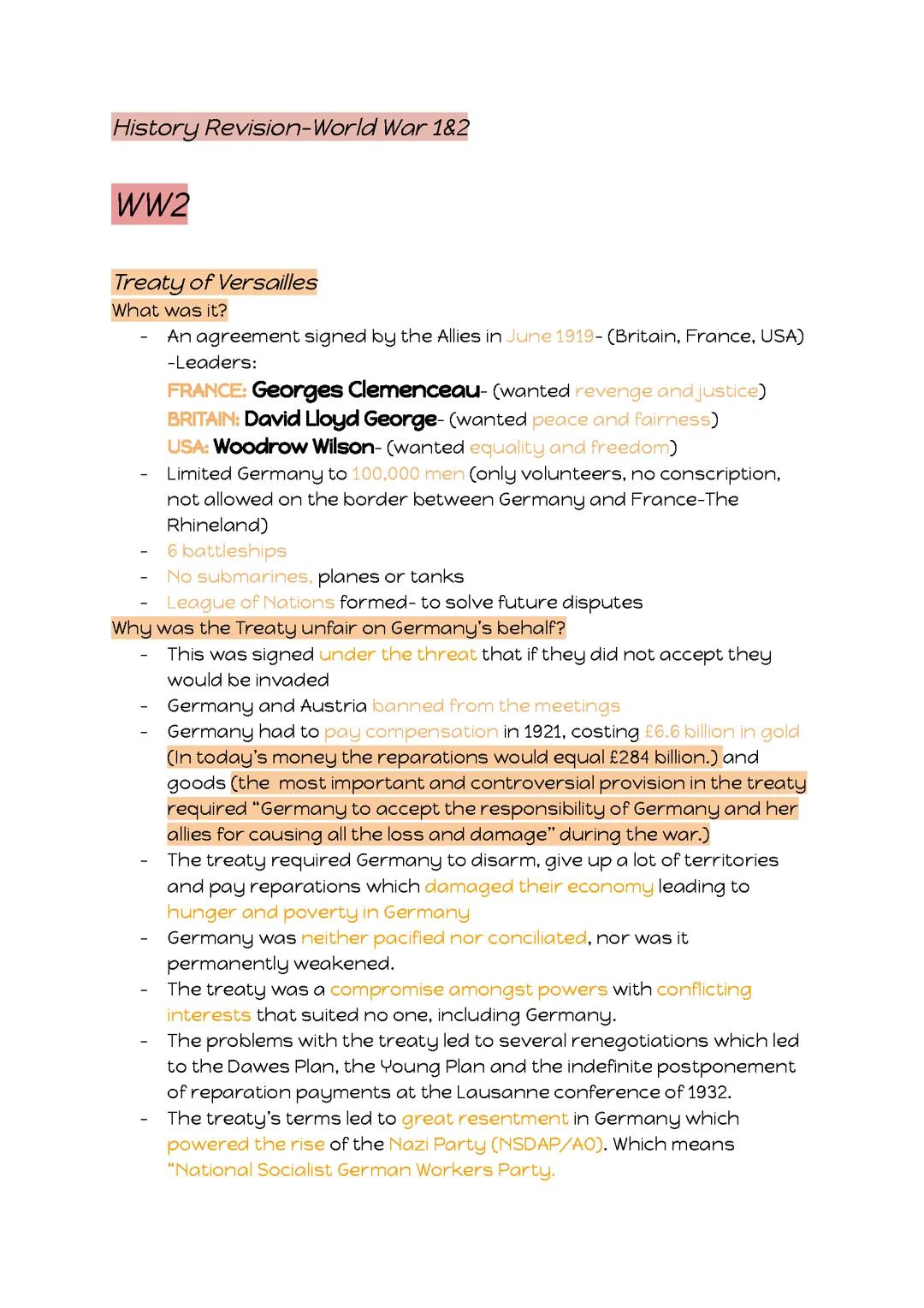 Complete notes for History (Y9)