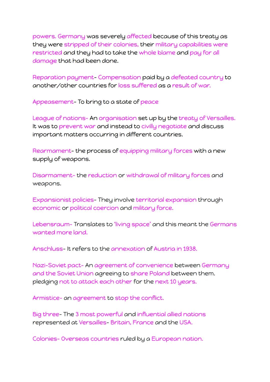 History Revision-World War 1&2
WW2
Treaty of Versailles
What was it?
-
An agreement signed by the Allies in June 1919- (Britain, France, USA