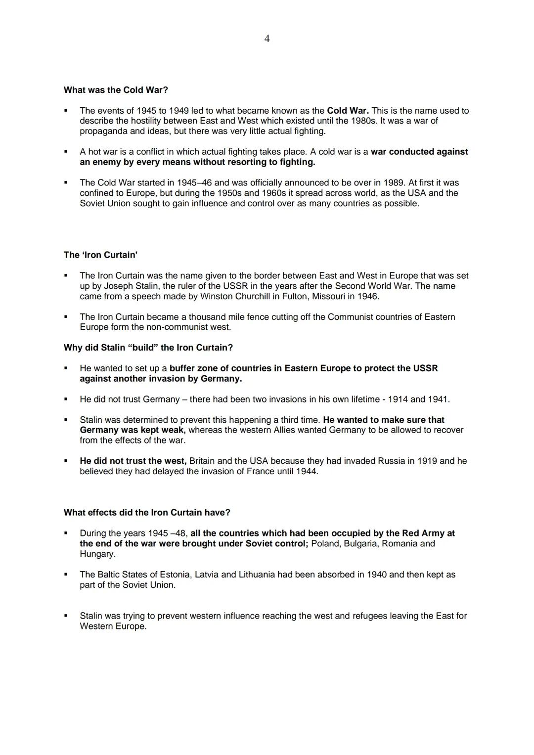 1
PAPER 1, SECTION B: CONFLICT AND TENSION 1945-1972
The origins of the Cold War up to 1949
The widening gulf between the wartime Allies
"
G