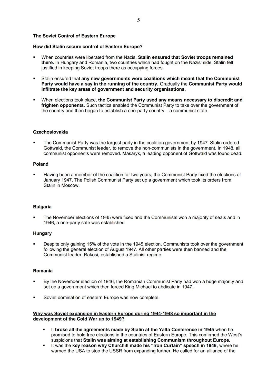 1
PAPER 1, SECTION B: CONFLICT AND TENSION 1945-1972
The origins of the Cold War up to 1949
The widening gulf between the wartime Allies
"
G