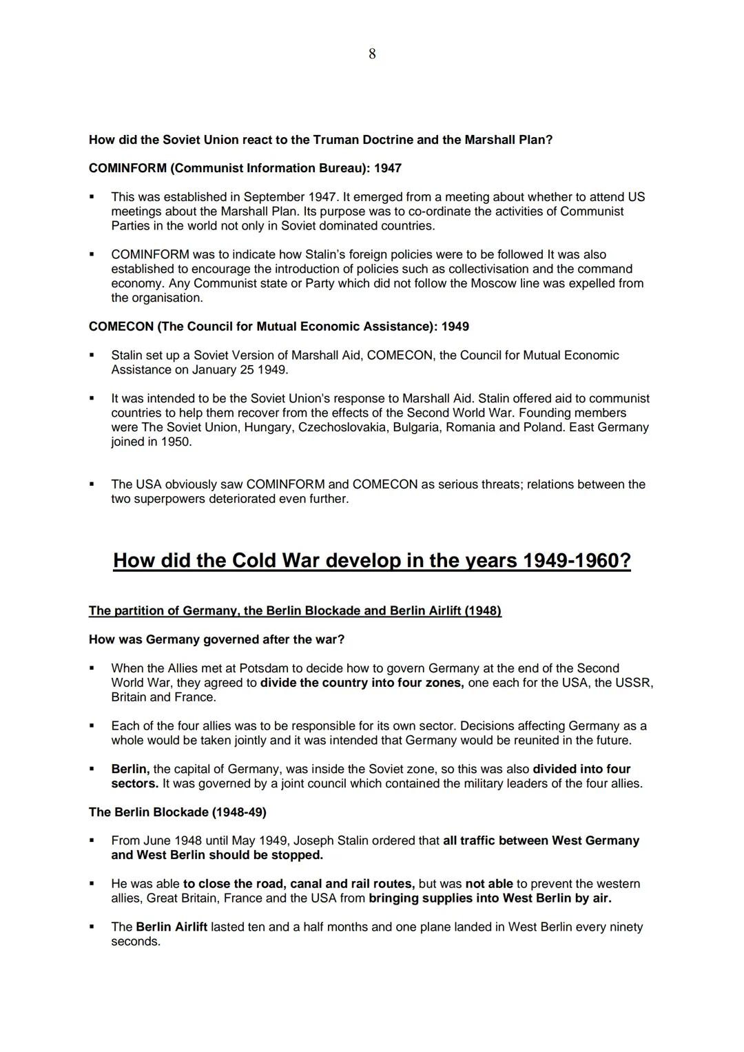 1
PAPER 1, SECTION B: CONFLICT AND TENSION 1945-1972
The origins of the Cold War up to 1949
The widening gulf between the wartime Allies
"
G