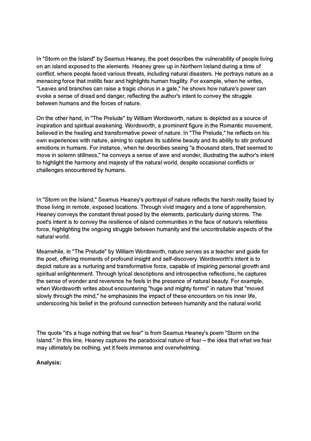 Storm on the Island & The Prelude Essay + Analysis