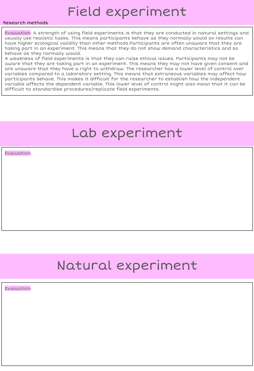 Research methods
# Correlations
Evaluation: Correlations can be used to investigate relationships without the researcher
manipulating variab