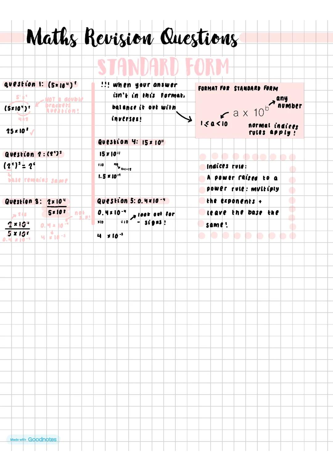 Maths Revision: Standard Form