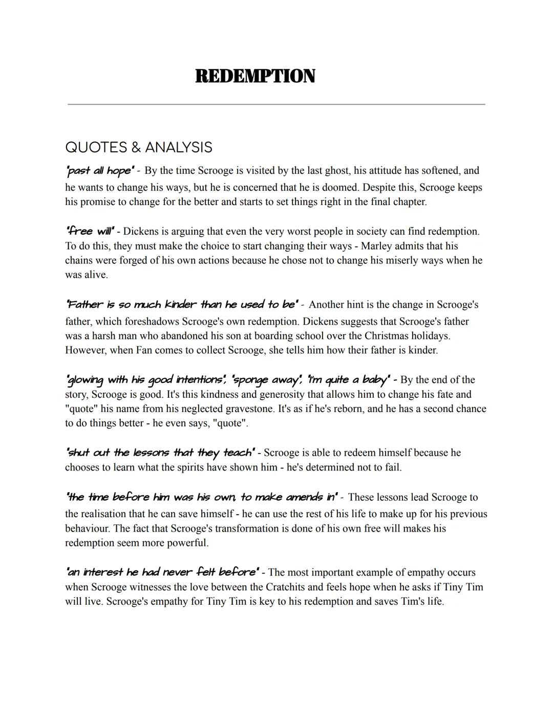 # A Christmas Carol
PREDICTED THEMES: Redemption, Family
## CONTEXT
Dickens' Life
Similar to many other writers of his time he began his