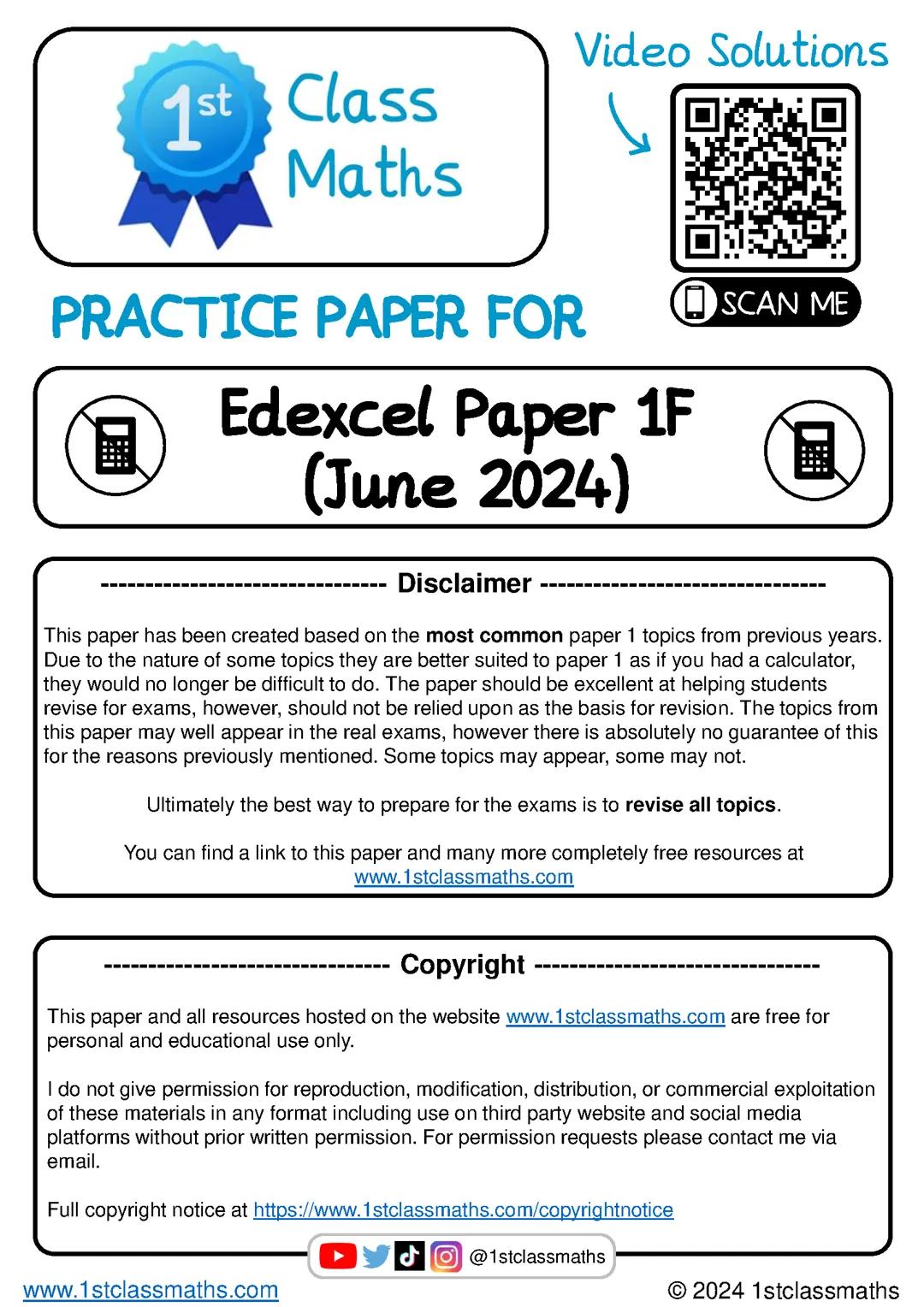 Practice paper predicted maths