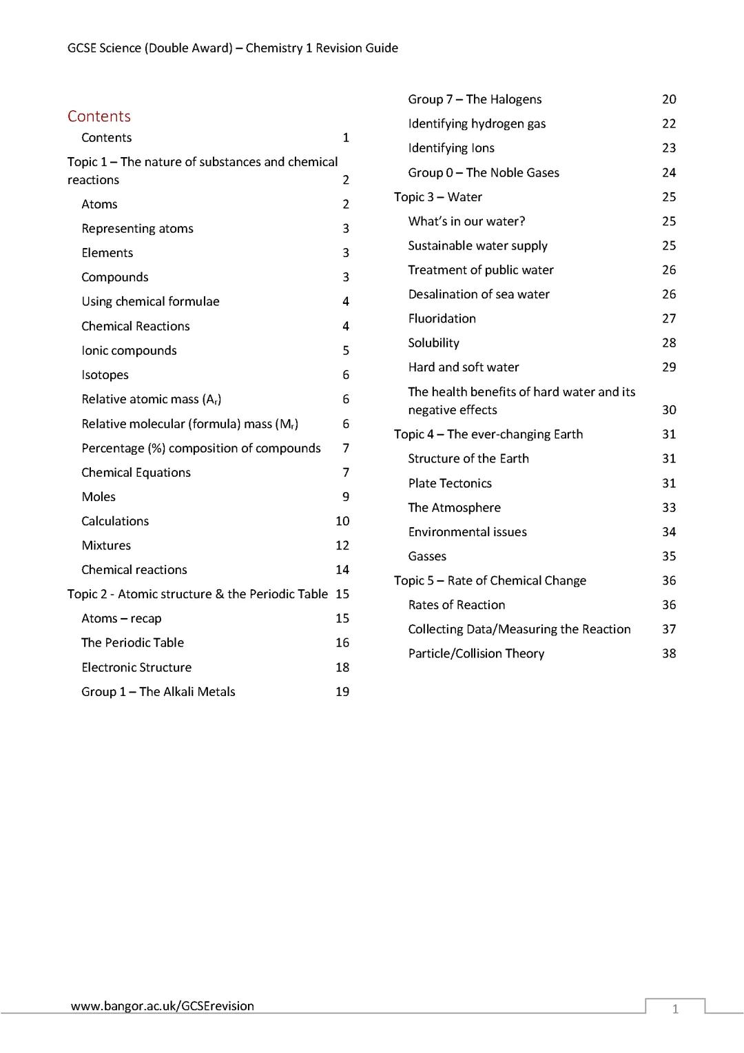 Chemistry paper 1 revision