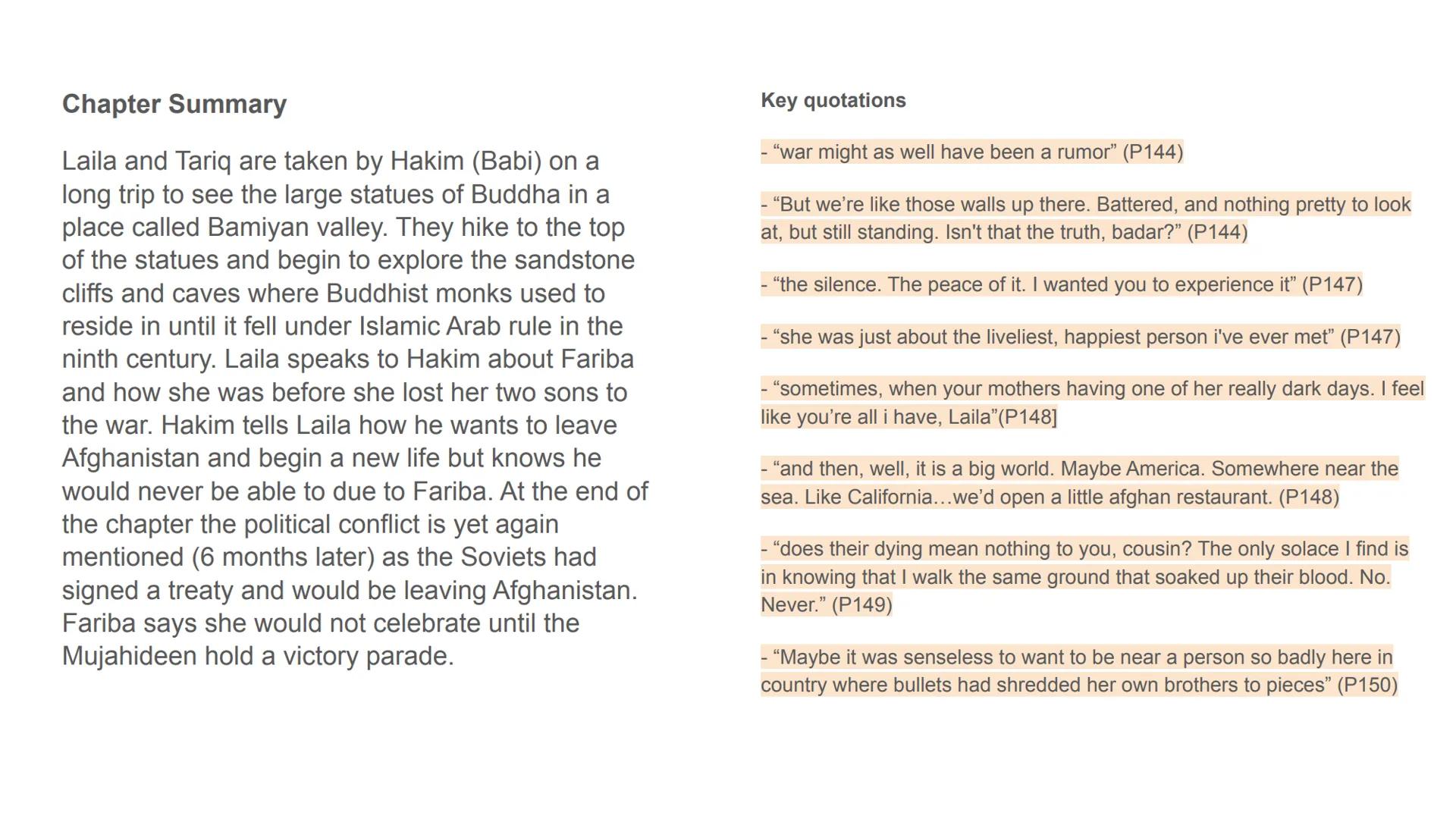 # A THOUSAND SPLENDID
## SUNS
### CHAPTER 21 ## Chapter Summary
Laila and Tariq are taken by Hakim (Babi) on a
long trip to see the large s