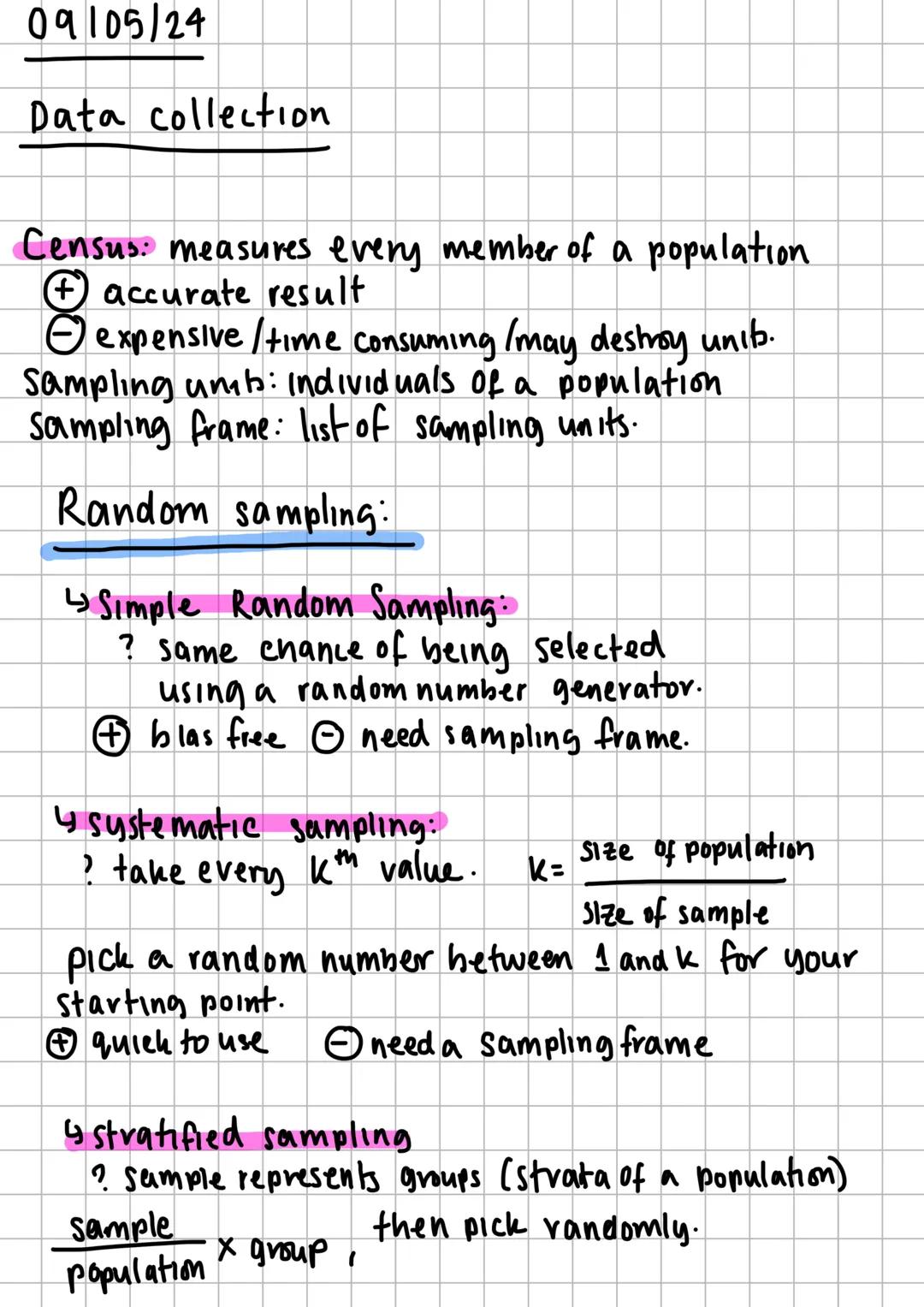 Year 1 Maths
Statistics 09105/24
Data collection
Census measures every member of a population.
accurate result
โน expensive / time consuming