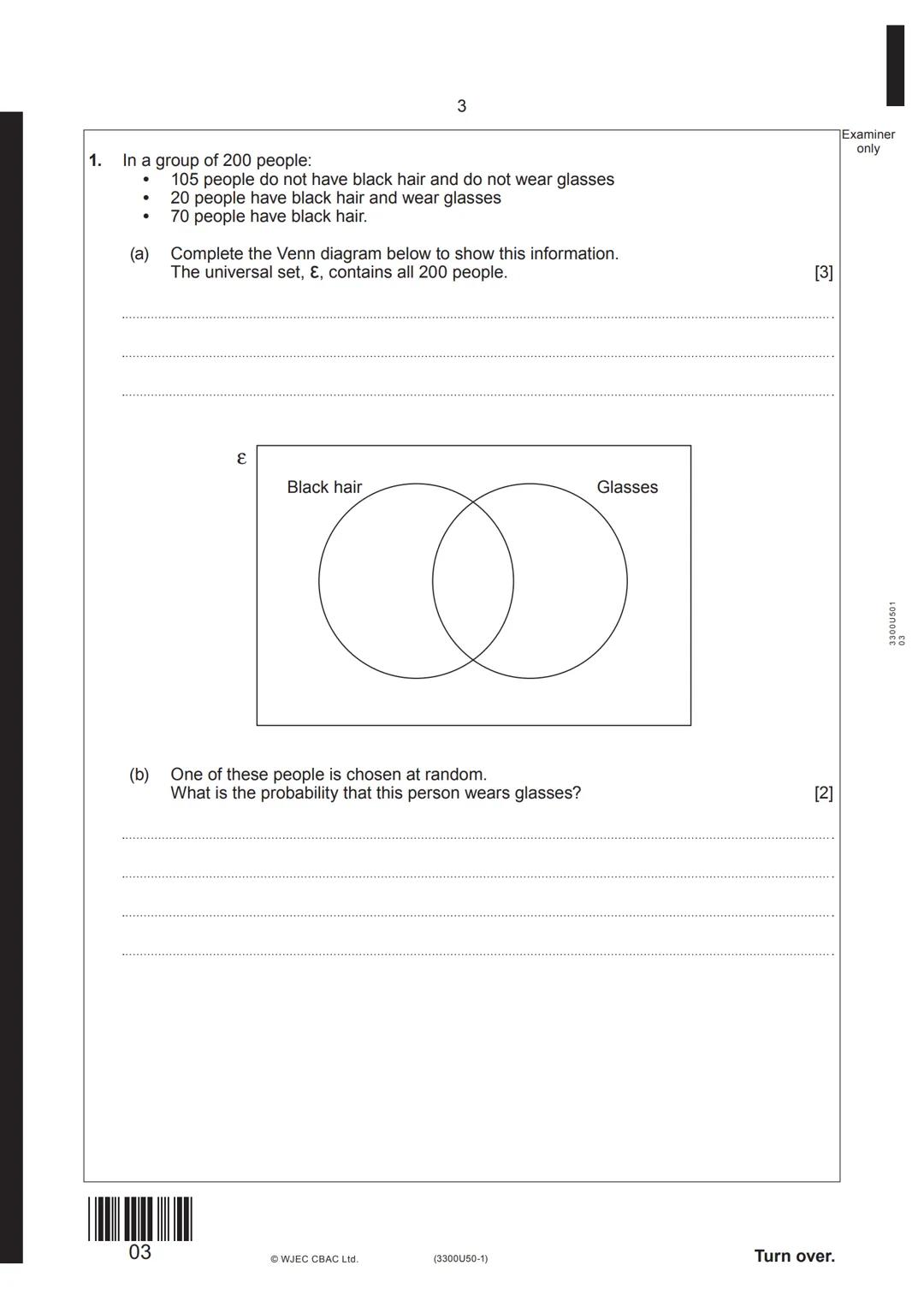 Surname
First name(s)
GCSE
wjec
свас
3300U50-1
Centre
Number
A22-3300U50-1
MONDAY, 14 NOVEMBER 2022 - MORNING
MATHEMATICS
UNIT 1: NON-