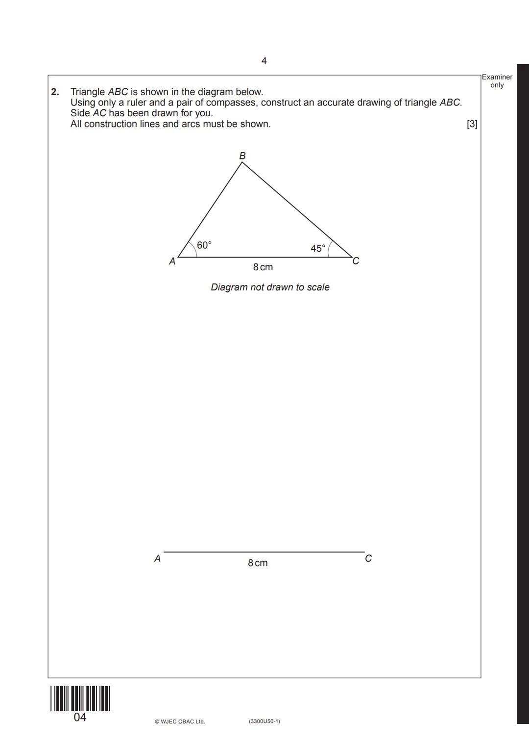 Surname
First name(s)
GCSE
wjec
свас
3300U50-1
Centre
Number
A22-3300U50-1
MONDAY, 14 NOVEMBER 2022 - MORNING
MATHEMATICS
UNIT 1: NON-