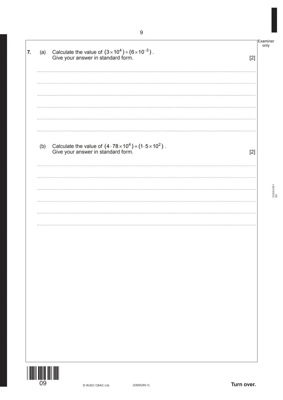 Surname
First name(s)
GCSE
wjec
свас
3300U50-1
Centre
Number
A22-3300U50-1
MONDAY, 14 NOVEMBER 2022 - MORNING
MATHEMATICS
UNIT 1: NON-