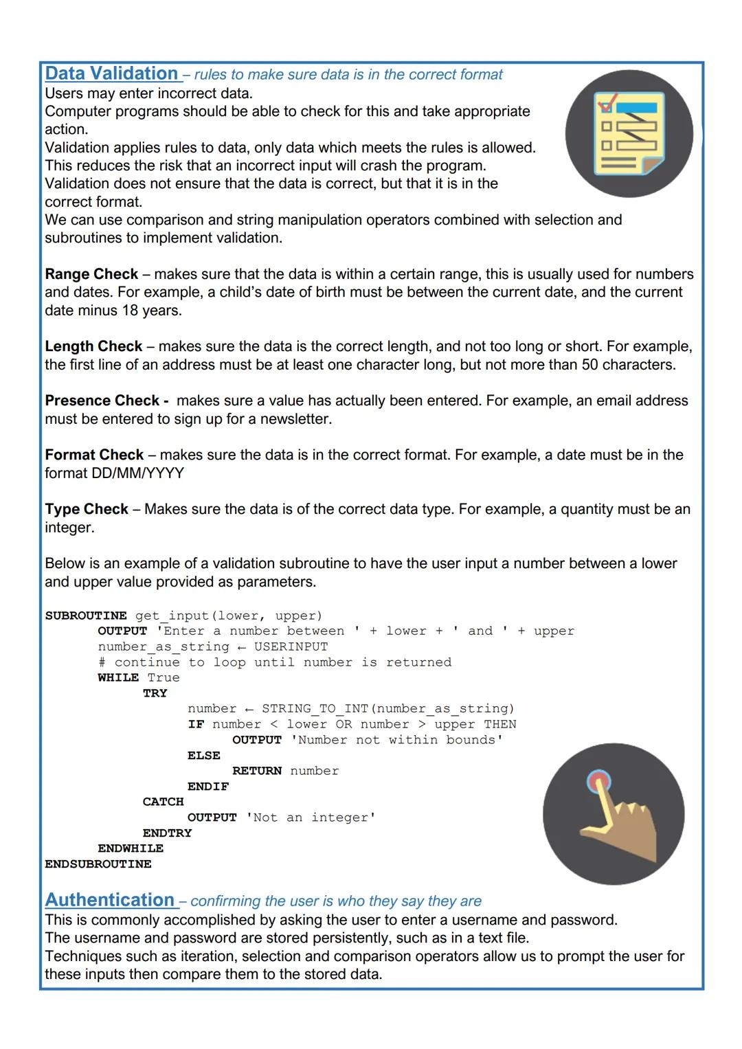 AQA GCSE Computer
Science (8525)
Paper 1: Computational Thinking
And Programming Skills
a
Revision Booklet Topic 1: Fundamentals of Algorith
