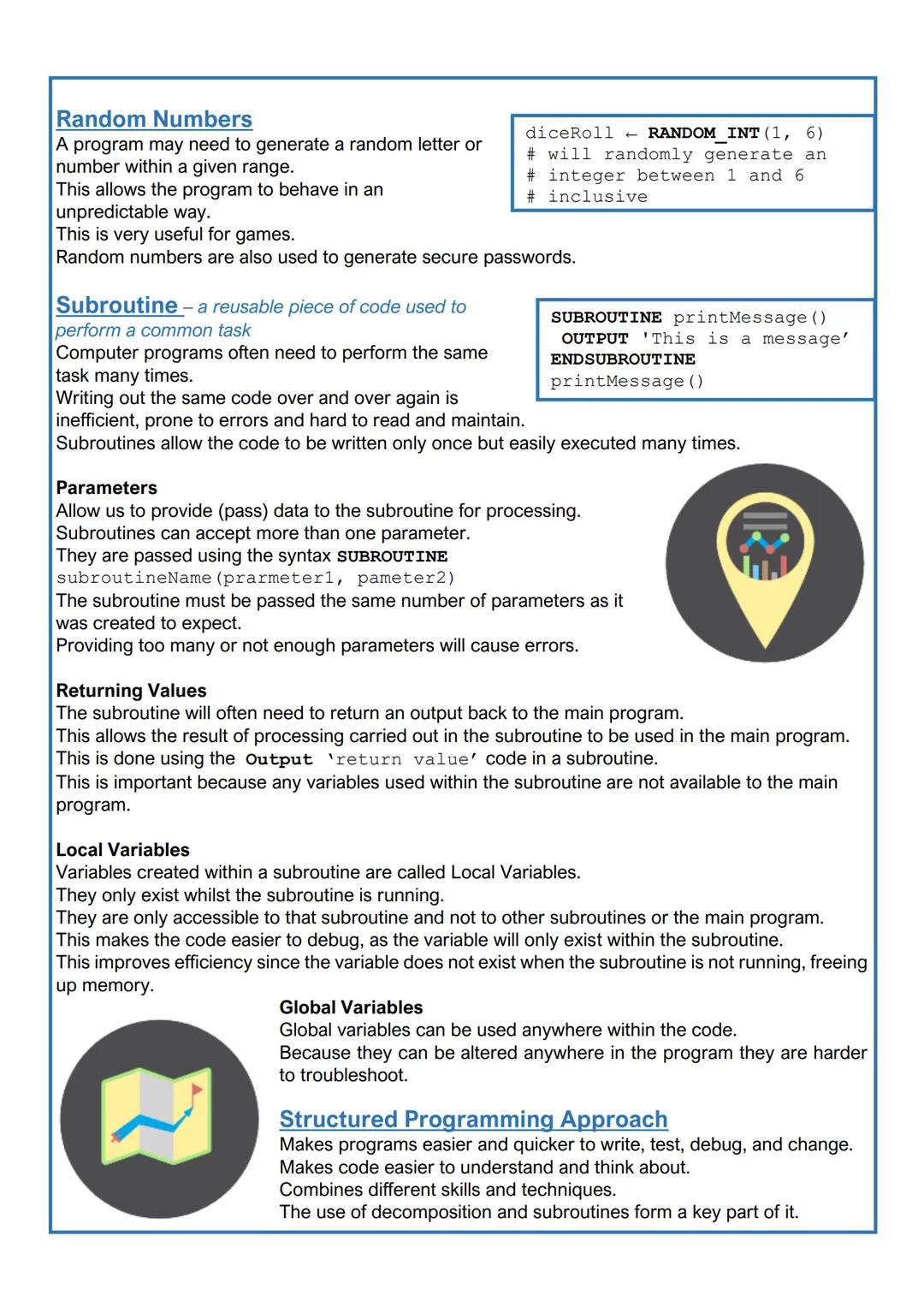 AQA GCSE Computer
Science (8525)
Paper 1: Computational Thinking
And Programming Skills
a
Revision Booklet Topic 1: Fundamentals of Algorith